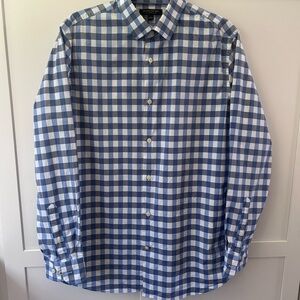 Banana Republic Men's Blue & White Gingham Dress Shirt Large